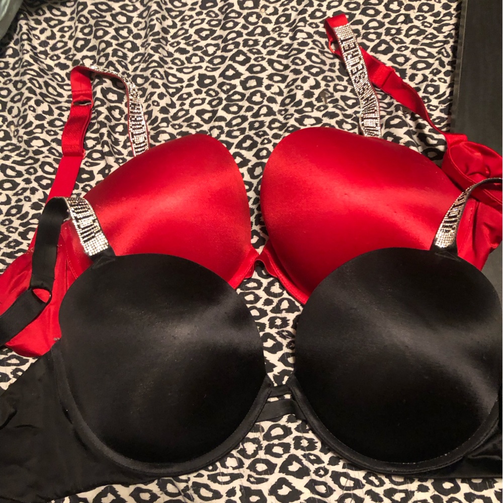 Victoria Secret bombshell push up bras with Rhinestone straps 38 D